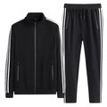Conjunto deportivo de dos piezas para hombre con chaqueta de cuello alto y pantalón - L / Negro
