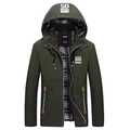 Veste à capuche vert armée pour hommes avec fermeture éclair et doublure à carreaux - M / Vert Militaire