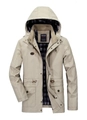 Chaqueta de campo caqui para hombre en algodón con capucha y forro de cuadros - M / Caqui