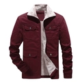 Herren Winterjacke in Burgunderrot mit weißem Sherpa-Futter und vier praktischen Taschen - XL / Burgunderrot