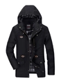 Chaqueta cortavientos negra para hombre con forro de cuadros grises y capucha ajustable - M / Negro
