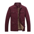 Herren Winterjacke in Weinrot mit Fleece-Futter, Windschutzkragen und vier Taschen-Design - M / Burgunderrot