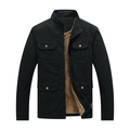 Schwarze Herren Winter-Arbeitsjacke mit warmem Sherpa-Futter und vier großen Taschen - M / Schwarz