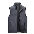 Men's outdoor fleece-lined vest with standing collar and durable zippered pockets - M / Gray