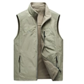 Gilet d'extérieur homme vert olive avec col montant et poches zippées vue à plat - M / Kaki