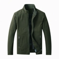 Chaqueta casual clásica para hombre en verde militar con cuello alto y tejido de algodón - M / Verde Militar