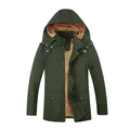 Herren Winterparka in Dunkelgrün mit dickem Teddyfutter und verstellbarer Kapuze - M / Armeegrün