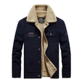 Giacca invernale da uomo blu navy con calda fodera in pile e pratiche tasche multiuso - M / Blu/Marrone