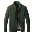 Herren Winterjacke in Dunkelgrün mit warmem Fleece-Futter und Stehkragen Design - M / Armeegrün