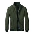 Herren Baumwolljacke mit Stehkragen und gerippten Bündchen in Olivgrün für Herbst - M / Armeegrün