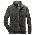 Giacca invernale da uomo verde oliva con fodera in pile e design trapuntato - M / Verde Militare