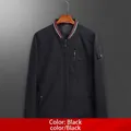Reversible men's black bomber jacket with striped collar and sleeve utility pocket detail - M / Black