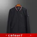 Reversible men's black bomber jacket with striped collar and sleeve utility pocket detail - Black
