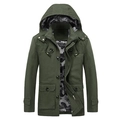 Veste à capuche slim pour hommes vert armée avec doublure camouflage et poches cargo - M / Vert Militaire