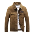 Braune Cordjacke für Herren mit Retro AES 1961 Stickerei und Metallknöpfen - M / Nicht Vlies Erdfarben
