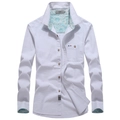 Classic white long sleeve men's shirt with paisley lining details and chest pocket - S / Off-white
