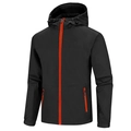 Coupe-vent à capuche noir pour homme avec fermeture éclair orange et tissu imperméable - XL / Noir