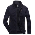 Giacca invernale uomo blu scuro con calda fodera in pile e colletto a costine - M / Blu Nero