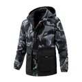Herren Camouflage-Parka mit Kapuze, irisierendem Besatz und Rautensteppfutter - M / Camo Blau
