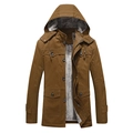 Herren Winter-Parka in Dunkelbraun mit warmem Fleece-Futter und praktischen Taschen - M / Erdgelb