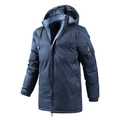 Parka d'hiver bleu foncé pour hommes avec capuche et poche zippée sur la manche - M / Bleu foncé