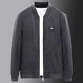 Men's dark grey corduroy baseball jacket with ribbed collar and Free Spirit patch - M / Gray