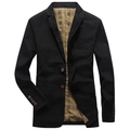 Men's casual black blazer featuring khaki checkered lining and a classic two-button design - M / Black