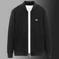 Men's black corduroy baseball jacket featuring a metal zipper and FREE SPIRIT patch - M / Black