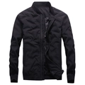 Men's winter stand-up collar thickened warm padded bomber jacket with arm logo - XL / Black