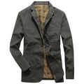 Men's casual blazer in dark green featuring classic elbow patches and plaid lining - M / Army Green