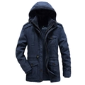 Parka de invierno para hombre azul marino con forro polar desmontable y capucha cortavientos - M / Azul Real