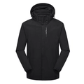 Men's black hooded outdoor windbreaker jacket featuring EXPLORE print on chest - M / Male Style / Black