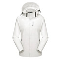 White hooded 3-in-1 outdoor jacket with Explore print and adjustable windproof cuffs - M / Female Style / White