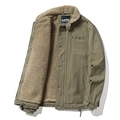 Armeegrüne Pilotenjacke mit Sherpa-Futter, A.R.M.Y Bestickung und dickem Fleece-Kragen - M / Bohnengrün