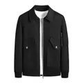 Classic black military style work jacket with flap pockets and ribbed cuffs - M / Black