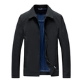 Giacca business nera da uomo con fodera a righe blu e chiusura lampo in metallo - M / Nero