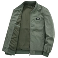 Men's olive green corduroy bomber jacket with metal zipper and ribbed cuffs - M / Bean Green