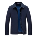 Giacca uomo blu scuro stile business con colletto dritto e fodera a righe - M / Blu navy