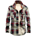 Herren Winterhemd mit Fleecefutter, rot-blauem Karomuster und weichem Innenfutter aus Vlies - M / Rot