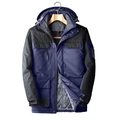 Giacca outdoor spessa da uomo con calda fodera in pile e inserti antivento blu navy scuro - L / Blu scuro