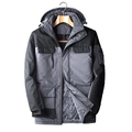 Parka invernale da uomo con cappuccio e fodera in peluche spessa grigio e nero - L / Grigio