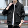 Chaqueta de trabajo negra de algodón para hombre con bolsillos útiles y puños elásticos - M / Negro