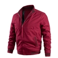 Blouson décontracté homme bordeaux avec col montant et bord-côtes en coton lavé - M / Bordeaux