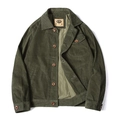 Veste en velours côtelé vert olive pour homme avec boutons et poche poitrine pratique - M / Vert Militaire