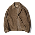 Veste de travail classique en velours côtelé marron pour homme avec poche poitrine - M / café
