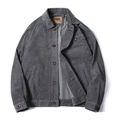 Veste en velours côtelé gris pour hommes avec fermeture à boutons et poche poitrine - M / Gris