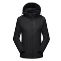 Men's black hooded outdoor 3-in-1 functional jacket with Explore print logo - M / Female Style / Black