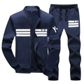 Survêtement homme bleu marine deux pièces avec veste zippée, pantalon et imprimé Y-8 - M / Bleu foncé