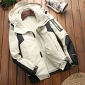 Veste outdoor 3-en-1 imperméable avec doublure polaire et capuche coupe-vent beige - M / Blanc Ivoire (Hommes)