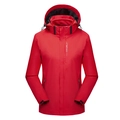 Outdoor waterproof hooded jacket in bright red with Explore embroidery on the chest - M / Female Style / Red